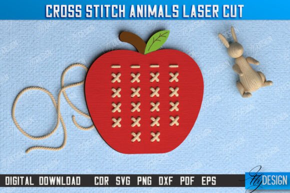 Cross Stitch Apple Montessori Lacing