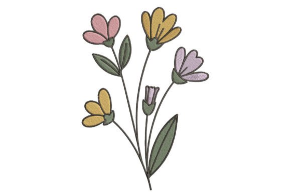 Minimalist Wildflower Embroidery Design